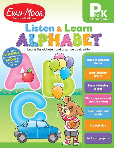 Listen and Learn: Alphabet, Grade Prek: Listen and Learn Audio Workbook, Phonemic Awareness and Phonics