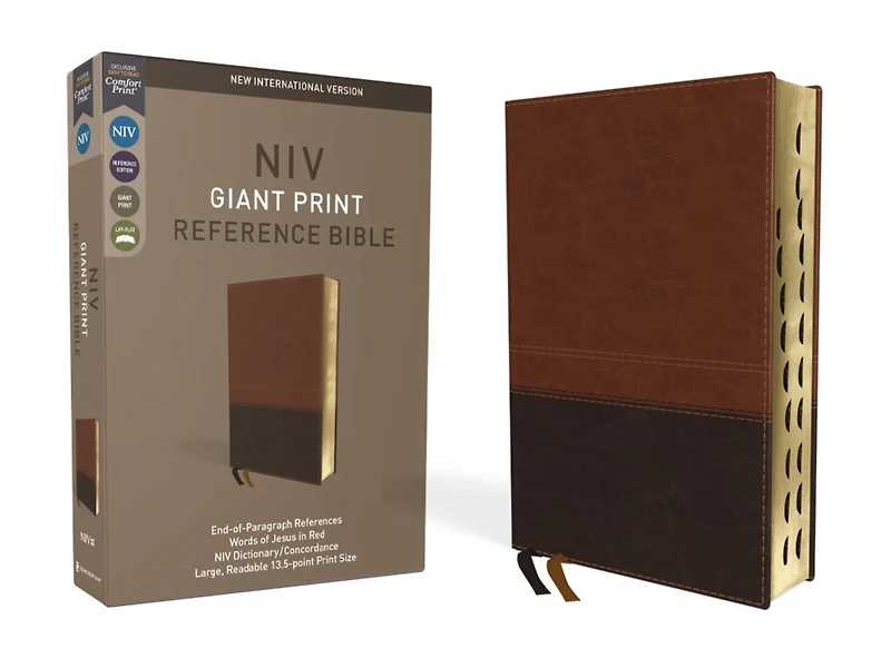 Niv, Reference Bible, Giant Print, Leather-look, Burgundy, Red Letter, Thumb Indexed, Comfort Print