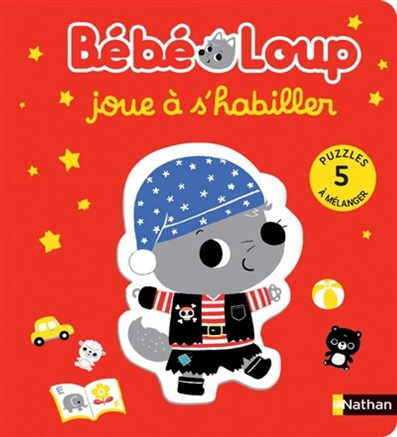 Bébé loup joue à s'habiller: 5 puzzles à mélanger