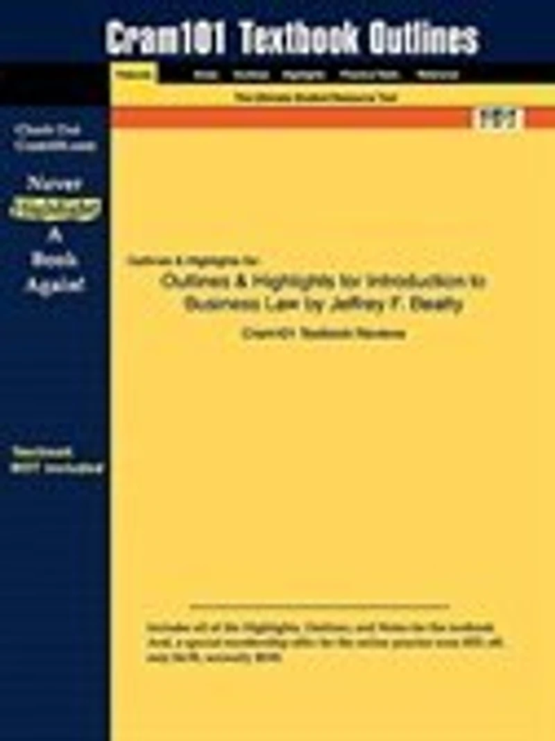 Outlines & Highlights For Introduction To Business Law By Jeffrey F. Beatty