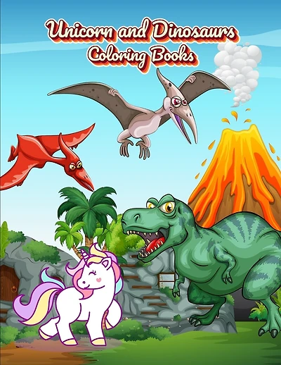 Unicorn and Dinosaurs Coloring Books: Horse and Dinosaur Activity Book For Toddlers and Adult Age