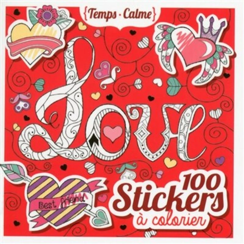 Love: 100 stickers à colorier