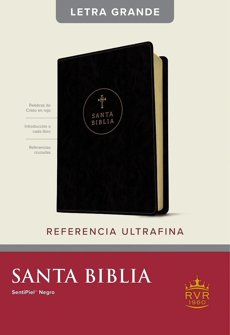 Santa Biblia RVR60, Edición de referencia ultrafina, Letra grande (SentiPiel, Negro, Roja)