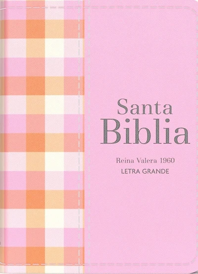 Biblia Rvr 1960 Compacta Símil Piel Cuadros Rosa Claro (Bible Rvr 1960 Compact Size Leatherlike Light Pink Checked Pattern (Spanish Edition)