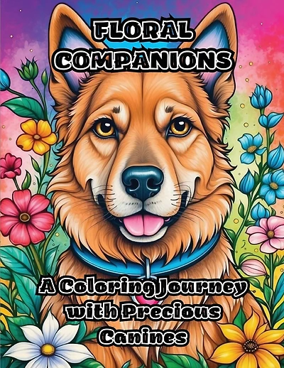 Floral Companions: A Coloring Journey with Precious Canines