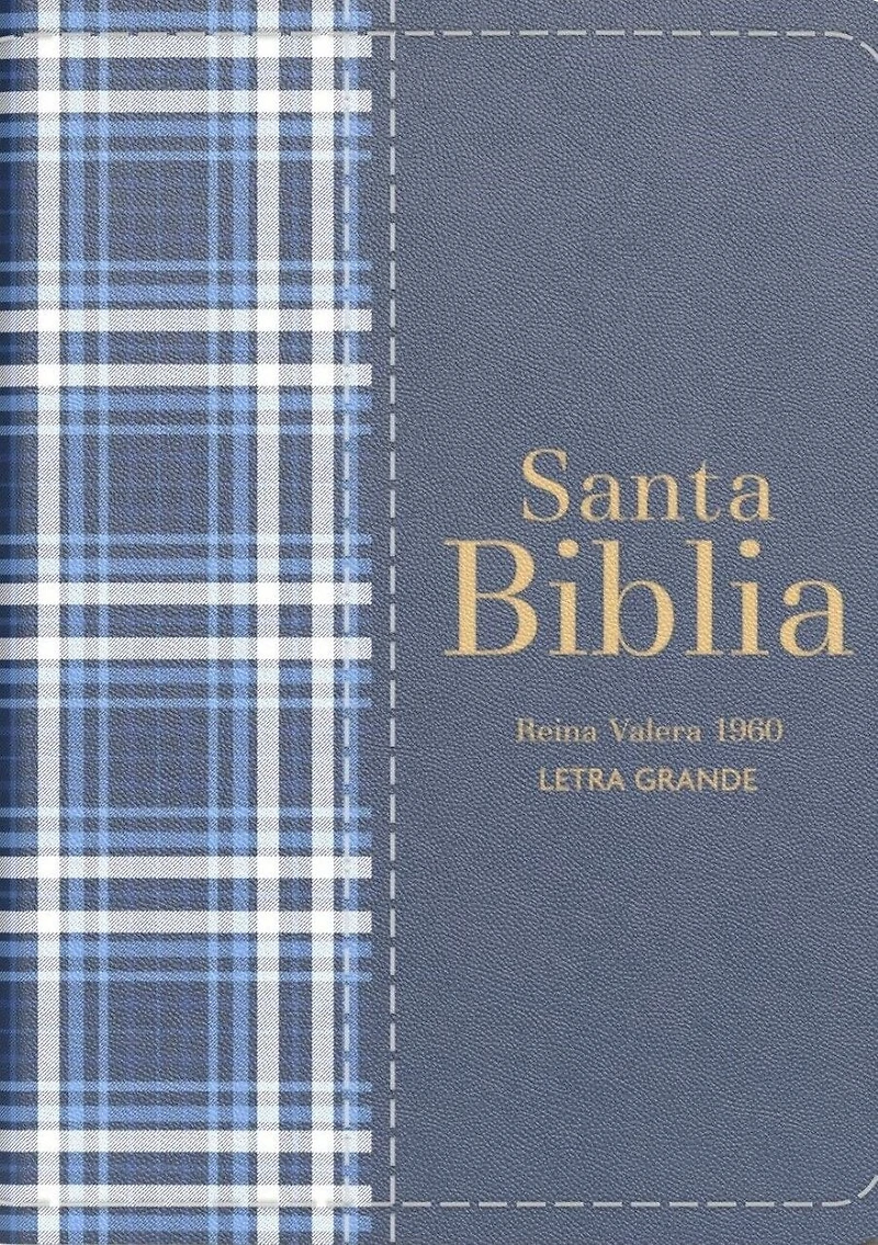 Biblia Rvr 1960 Compacta Símil Piel Cuadros Azul Marino Oscuro (Bible Rvr 1960 Compact Size Leatherlike Navy Blue Checked Pattern (Spanish Edition)