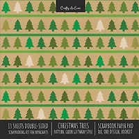 Christmas Trees Pattern Scrapbook Paper Pad 8x8 Decorative Scrapbooking Kit for Cardmaking Gifts, DIY Crafts, Printmaking, Papercrafts, Green Giftwrap Style