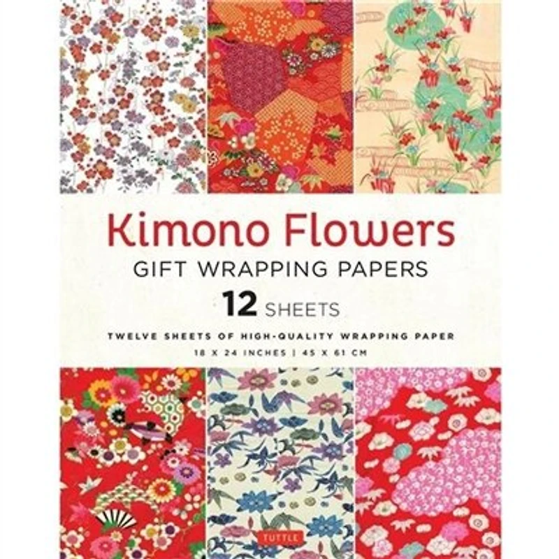 Kimono Flowers Gift Wrapping Papers - 12 sheets: 18 x 24 inch (45 x 61 cm) Wrapping Paper Sheets
