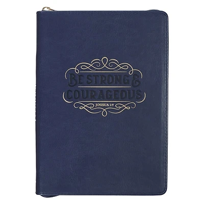 Journal Classic Zip Navy Be Strong & Courageous Josh. 1:9