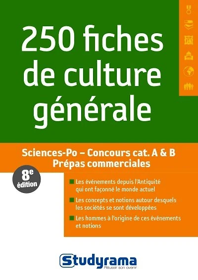 250 fiches de culture générale: Sciences Po, concours cat. A & B, prépas commerciales