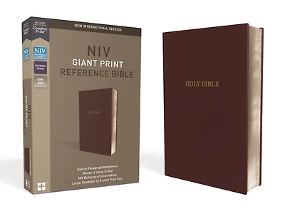 Niv, Reference Bible, Giant Print, Leather-look, Burgundy, Red Letter, Thumb Indexed, Comfort Print