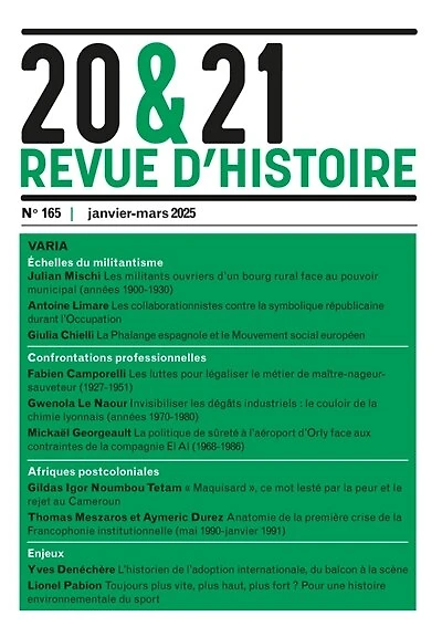 20 & 21 : revue d'histoire, n°165. Varia