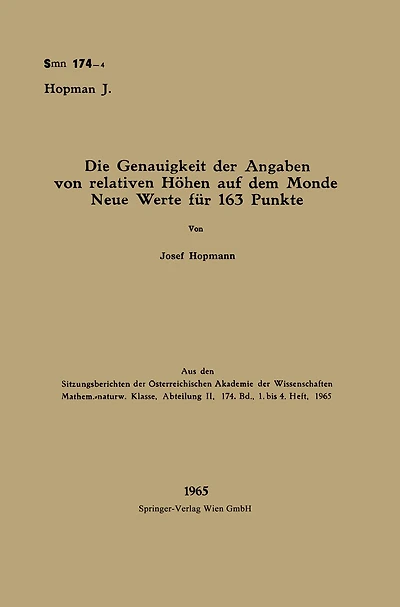 Die Genauigkeit der Angaben von relativen Höhen auf dem Monde Neue Werte für 163 Punkte
