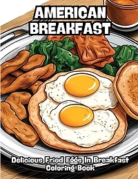 American Breakfast: Delicious Fried Eggs In Breakfast Coloring Book