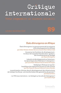 Critique internationale, no 89: États d'émergence en Afrique