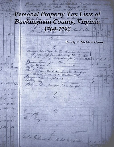 Personal Property Tax Lists of Buckingham County, Virginia 1764-1792