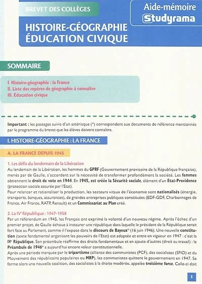 Histoire-géographie, éducation civique