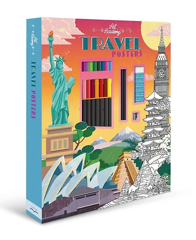 Art Academy Travel Posters: Coloring Kit with Coloring and Graphite Pencils