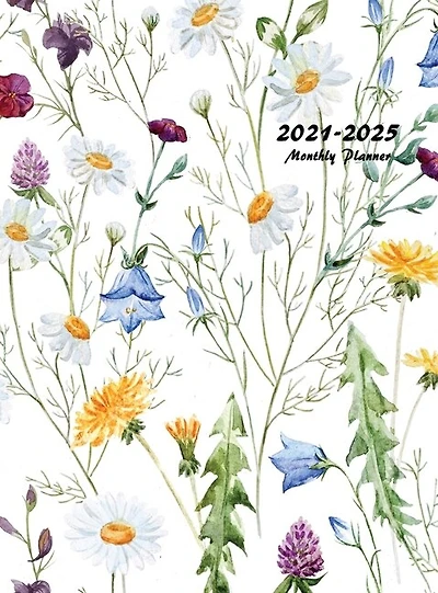 2021-2025 Monthly Planner Hardcover: Large Five Year Planner With Floral Cover