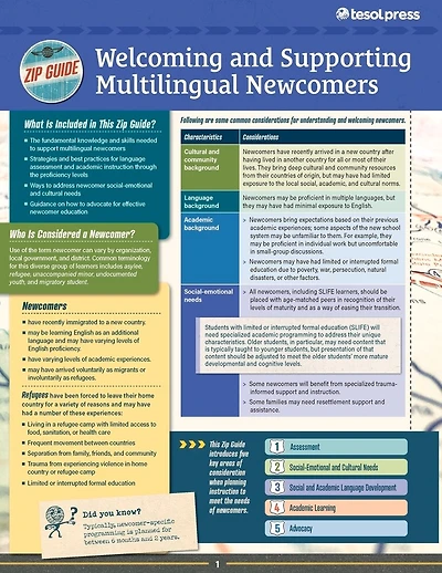 TESOL Zip Guide: Welcoming and Supporting Multilingual Newcomers