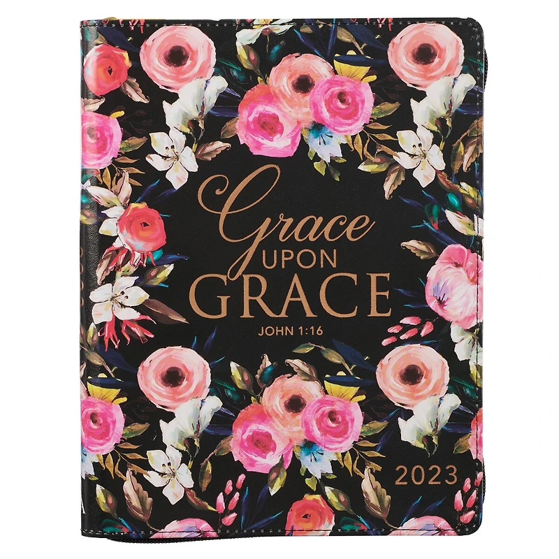 Christian Art Gifts 2023 18-Month Planner for Women | Grace Upon Grace - John 1:16 Inspirational Bible Verse