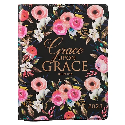 Christian Art Gifts 2023 18-Month Planner for Women | Grace Upon Grace - John 1:16 Inspirational Bible Verse