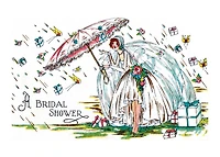 Bride with Umbrella - Bridal Shower Greeting Card