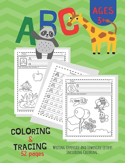 ABC Coloring & Tracing: Alphabet Handwriting Practice workbook for Pre K, Kindergarten and Kids Ages 3-6. And coloring activity books