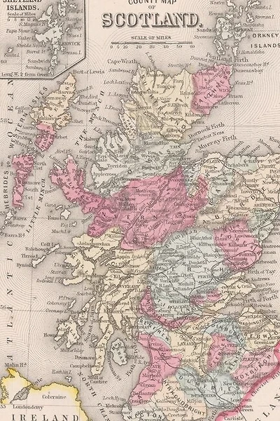 1863 Map Of Scotland And Ireland - A Poetose Notebook / Journal / Diary (50 Pages/25 Sheets): A Poetose Notebook / Journal / Diary (50 Pages/25 Sheets)
