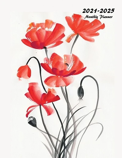 Monthly Planner: Large Five Year Planner With Floral Cover (volume
