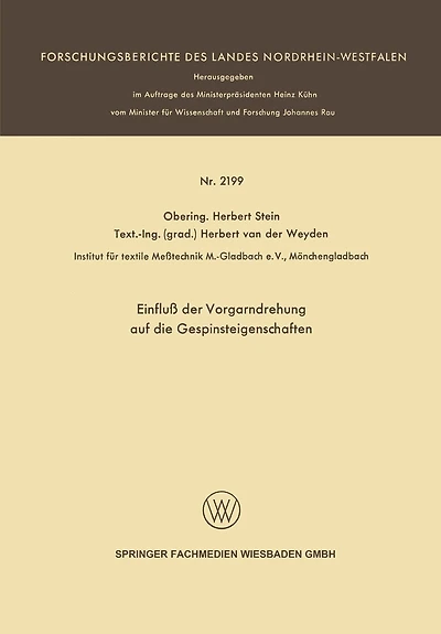 Einfluß Der Vorgarndrehung Auf Die Gespinsteigenschaften