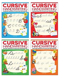 Cursive Handwriting - Small Letters, Capital Letters, Joining Letters and Word Family : Level 1 Practice Workbooks For Children (Set of 4 Books)