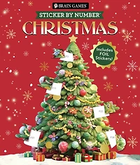 Brain Games - Sticker by Number: Christmas (24 Images to Sticker - Watercolor Tree Cover): Includes 2 Foil Sticker Sheets to Complete Each Image!
