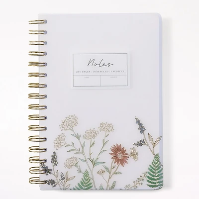 A5 Polypro Spiral Notebook, Ivory Floral