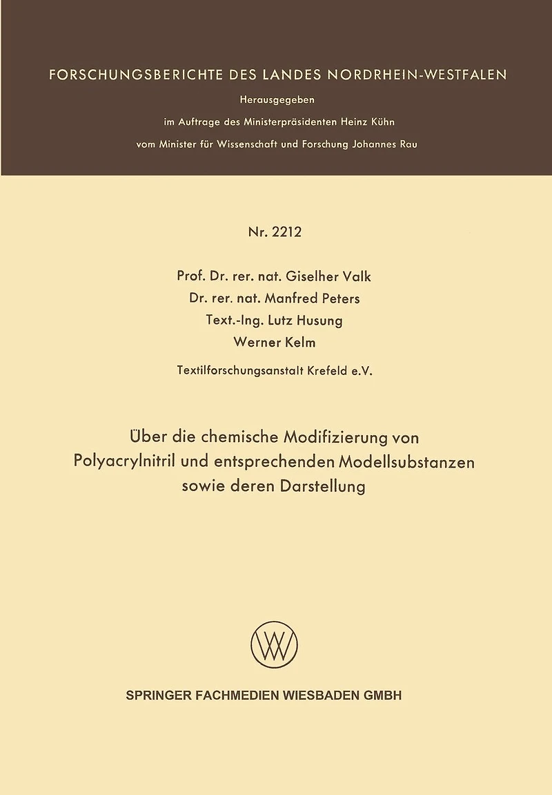 Über Die Chemische Modifizierung Von Polyacrylnitril Und Entsprechenden Modellsubstanzen Sowie Deren Darstellung