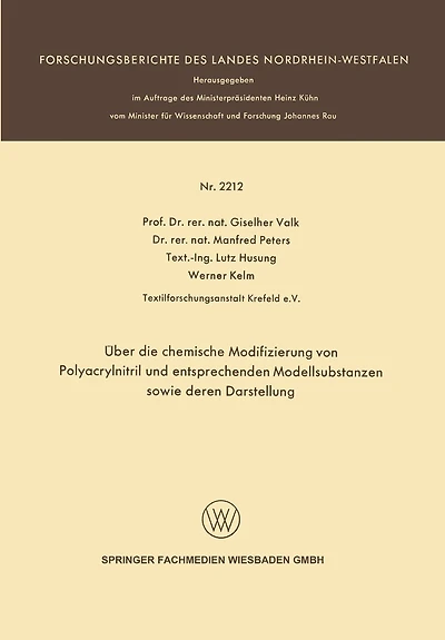 Über Die Chemische Modifizierung Von Polyacrylnitril Und Entsprechenden Modellsubstanzen Sowie Deren Darstellung