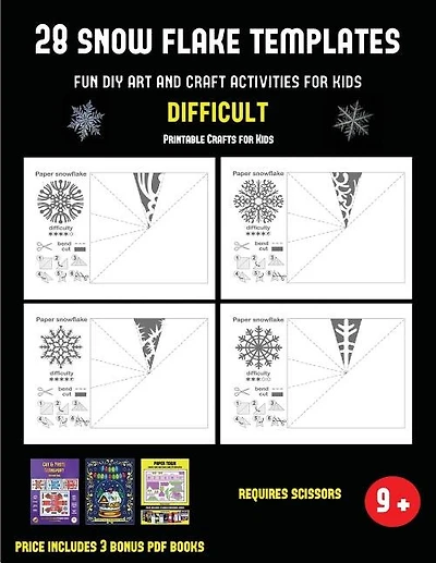 Printable Crafts for Kids (28 snowflake templates - Fun DIY art and craft activities for kids - Difficult): Arts and Crafts for Kids