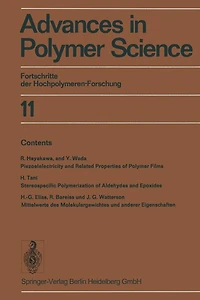 Advances Polymer Science: Fortschritte der Hochpolymeren-Forschung