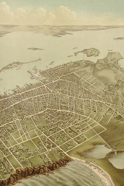 1878 Bird's Eye View Map Of Newport, Rhode Island - A Poetose Notebook / Journal / Diary (50 Pages/25 Sheets): A Poetose Notebook / Journal / Diary (50 Pages/25 Sheets)