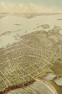 1878 Bird's Eye View Map Of Newport, Rhode Island - A Poetose Notebook / Journal / Diary (50 Pages/25 Sheets): A Poetose Notebook / Journal / Diary (50 Pages/25 Sheets)