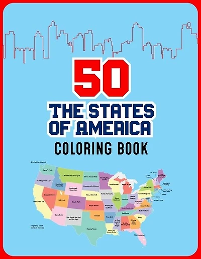50 The States of America Coloring Book: 50 State Maps with Capitals and Symbols like Motto Bird Mammal Flower Insect Butterfly or Fruit Perfect Easy To Color And Learn More Details For States Great Gift For Birthday holiday and traveler adult kids