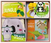 MON COFFRET DE NAISSANCE DANS LA JUNGLE: Gant de toilette + 2 livres d'éveil
