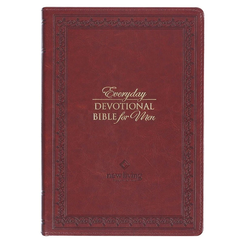 Devotional Bible NLT for Men Faux leather, Saddle tan