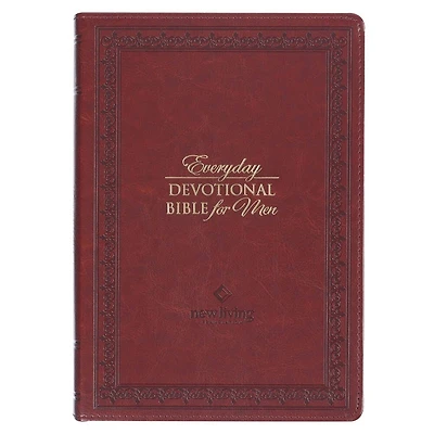Devotional Bible NLT for Men Faux leather, Saddle tan