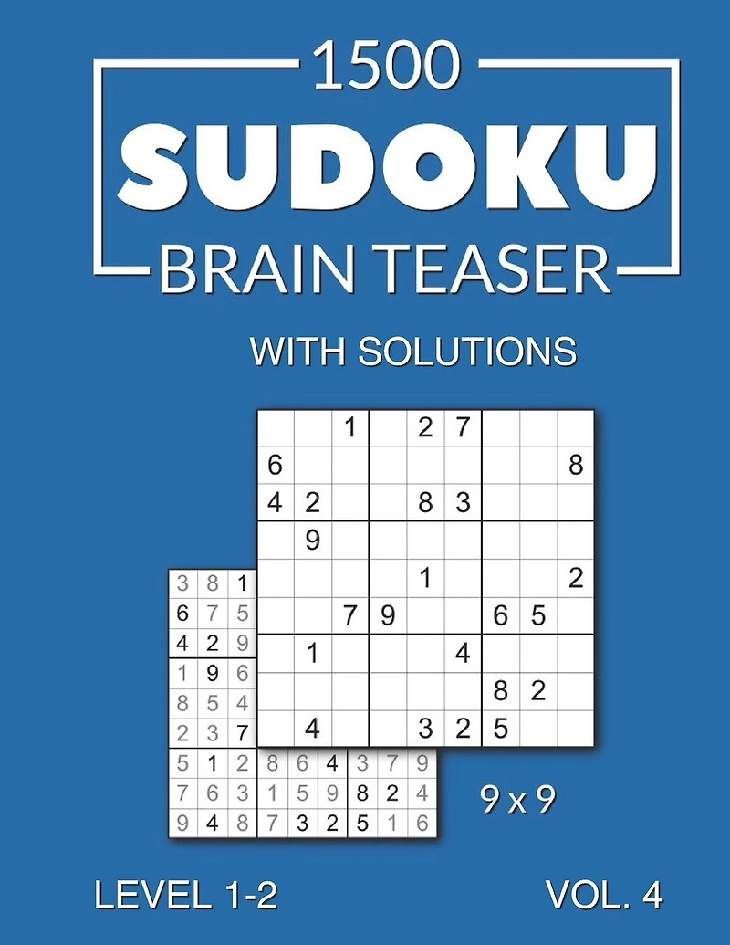 1500 Sudoku Brain Teaser 9x9 with solutions: Level 1- Volume