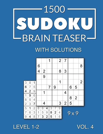 1500 Sudoku Brain Teaser 9x9 with solutions: Level 1- Volume