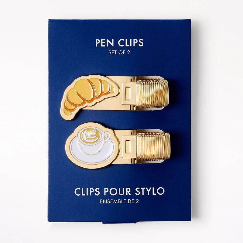 Pen Clips Croissant & Coffee