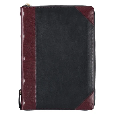 KJV Study Bible Faux Leather, Burgundy/Black w/zipper