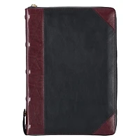 KJV Study Bible Faux Leather, Burgundy/Black w/zipper