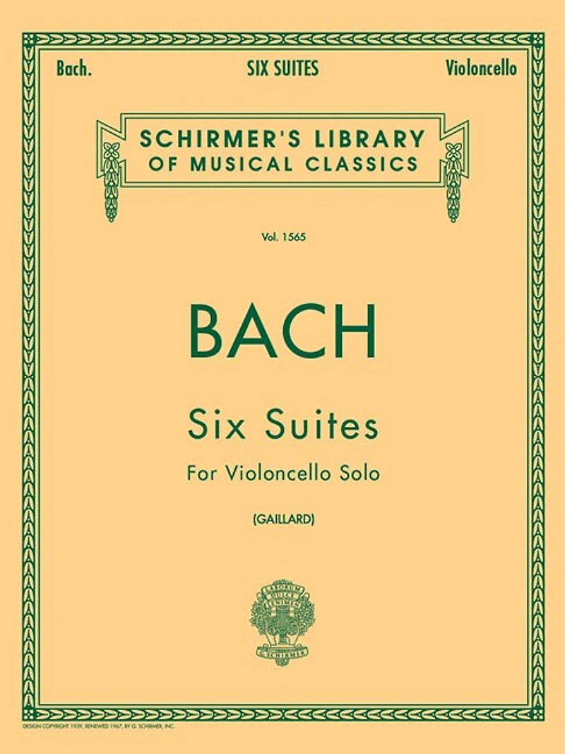 6 Suites: Schirmer Library of Classics Volume 1565 Cello Solo